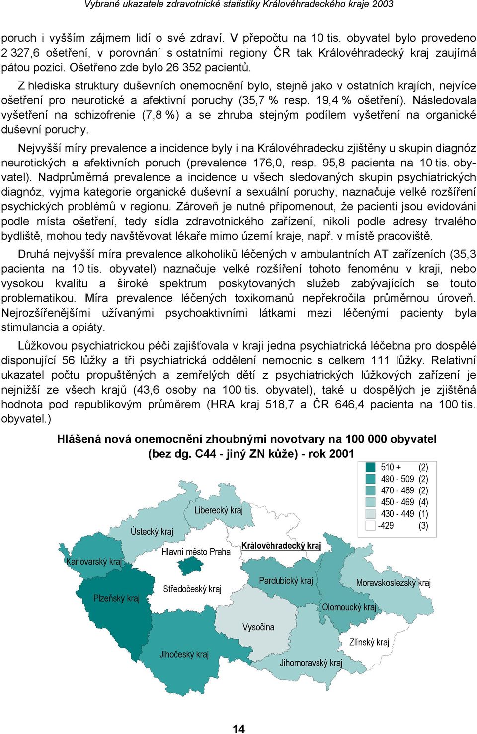 Následovala vyšetření na schizofrenie (7,8 %) a se zhruba stejným podílem vyšetření na organické duševní poruchy.