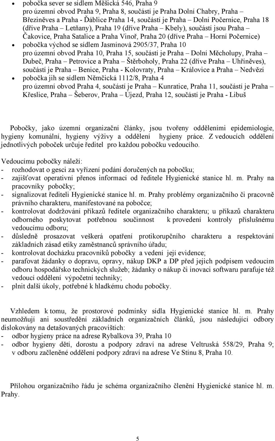 Praha 10 pro územní obvod Praha 10, Praha 15, součástí je Praha Dolní Měcholupy, Praha Dubeč, Praha Petrovice a Praha Štěrboholy, Praha 22 (dříve Praha Uhříněves), součástí je Praha Benice, Praha -