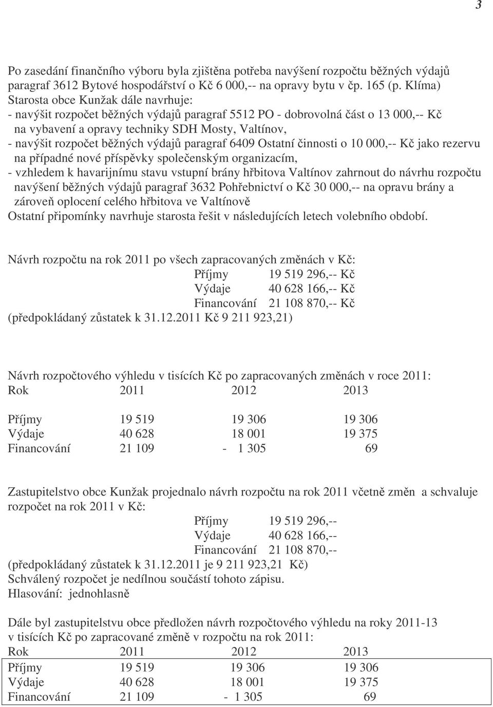 běžných výdajů paragraf 6409 Ostatní činnosti o 10 000,-- Kč jako rezervu na případné nové příspěvky společenským organizacím, - vzhledem k havarijnímu stavu vstupní brány hřbitova Valtínov zahrnout