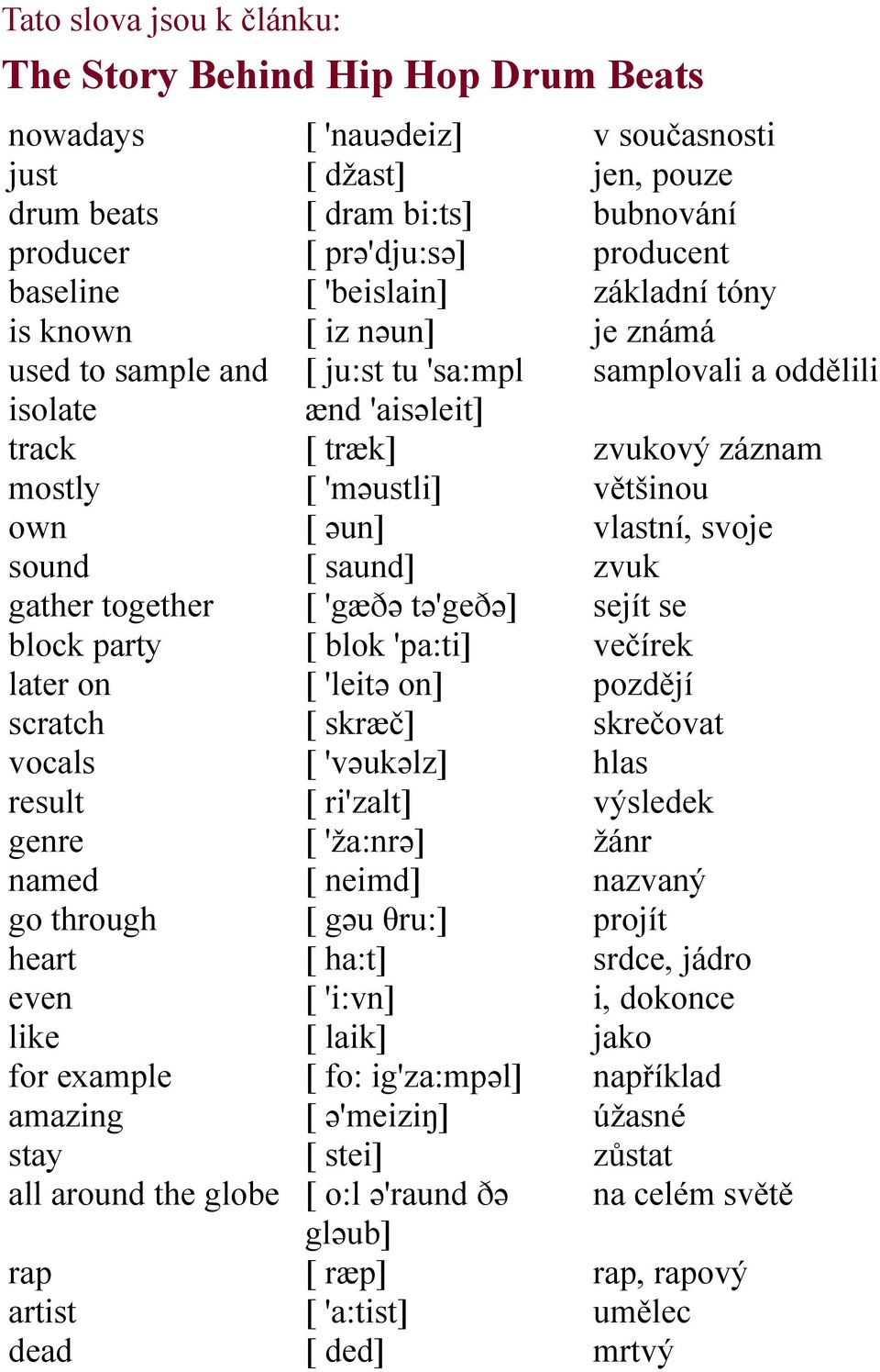 [ ju:st tu 'sa:mpl ænd 'aisəleit] [ træk] [ 'məustli] [ əun] [ saund] [ 'gæðə tə'geðə] [ blok 'pa:ti] [ 'leitə on] [ skræč] [ 'vəukəlz] [ ri'zalt] [ 'ža:nrə] [ neimd] [ gəu θru:] [ ha:t] [ 'i:vn] [