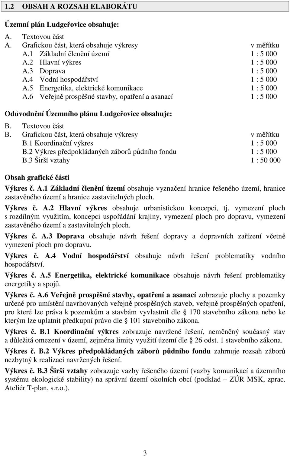 6 Veřejně prospěšné stavby, opatření a asanací 1 : 5 000 Odůvodnění Územního plánu Ludgeřovice obsahuje: B. Textovou část B. Grafickou část, která obsahuje výkresy v měřítku B.