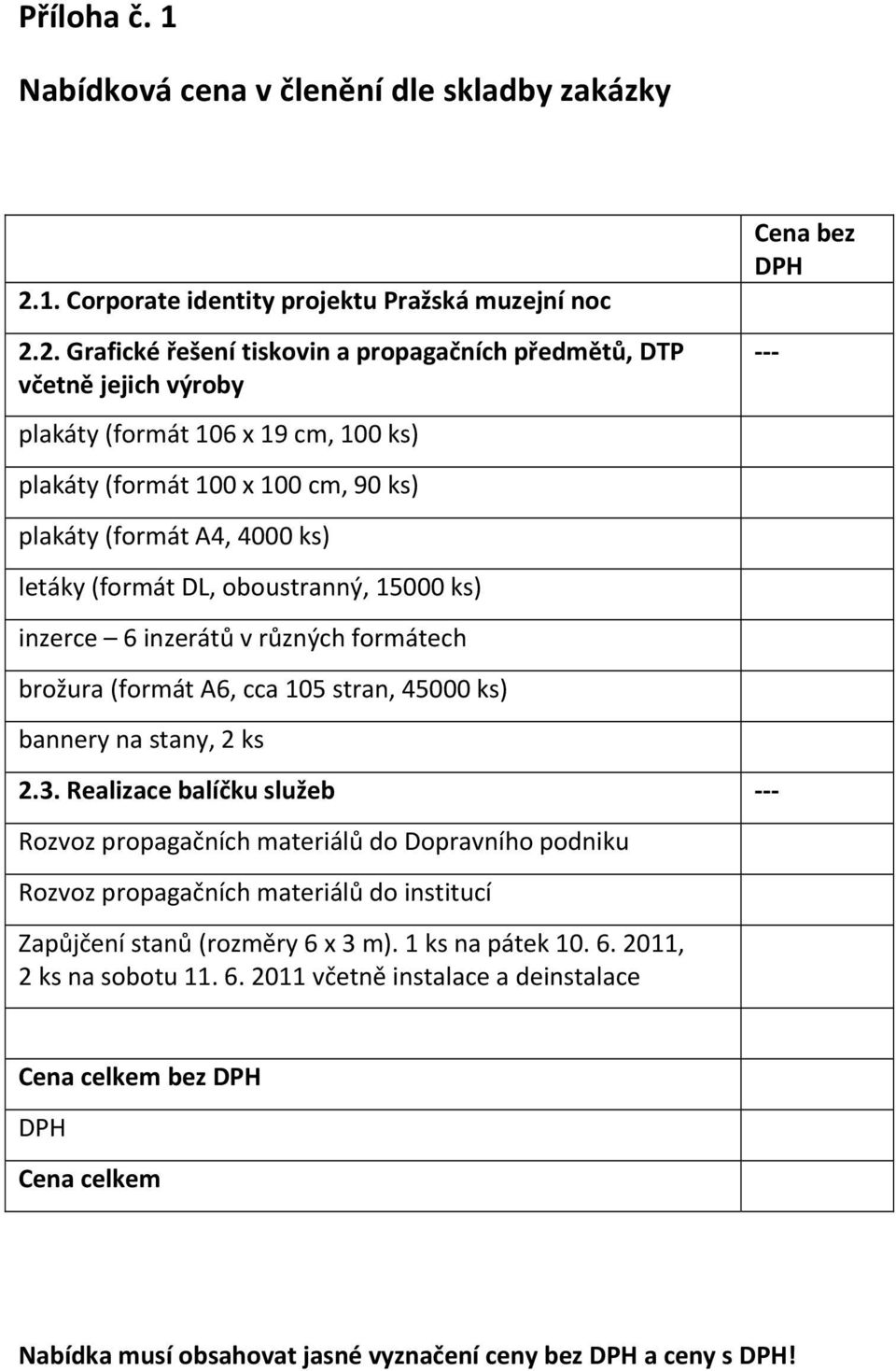 2. Grafické řešení tiskovin a propagačních předmětů, DTP včetně jejich výroby plakáty (formát 106 x 19 cm, 100 ks) plakáty (formát 100 x 100 cm, 90 ks) plakáty (formát A4, 4000 ks) letáky (formát DL,