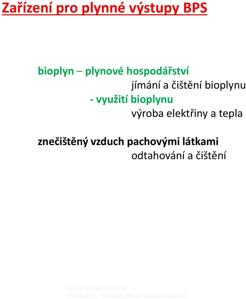 - využití bioplynu výroba elektřiny a tepla