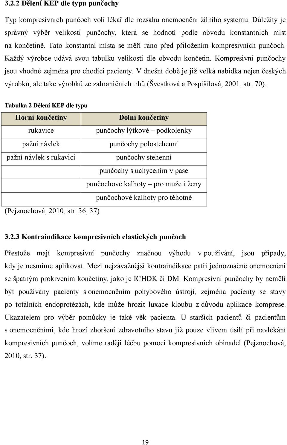 Každý výrobce udává svou tabulku velikostí dle obvodu končetin. Kompresivní punčochy jsou vhodné zejména pro chodící pacienty.