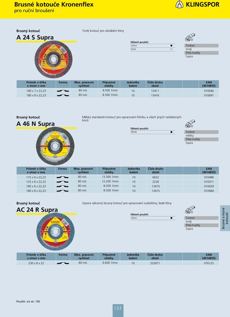 300 1/min 10 6622 010486 125 x 6 x 22,23 80 m/ 12.200 1/min 10 2226 010011 180 x 6 x 22,23 80 m/ 8.500 1/min 10 13410 010639 180 x 8 x 22,23 80 m/ 8.