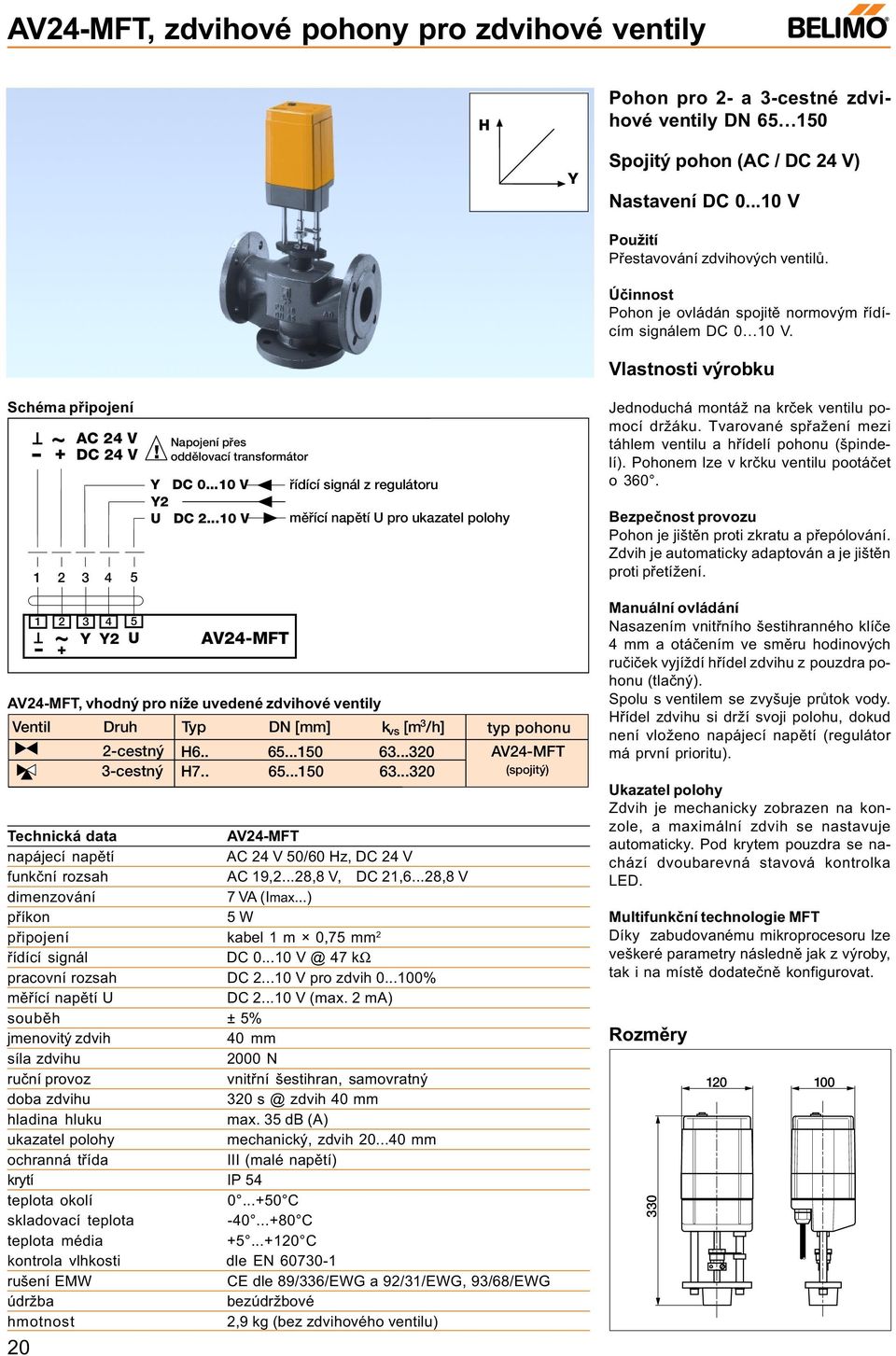 Vlastnosti výrobku Jednoduchá ontáž na krèek ventilu poocí držáku. varované spøažení ezi táhle ventilu a høídelí pohonu (špindelí). Pohone lze v krèku ventilu pootáèet o 360.