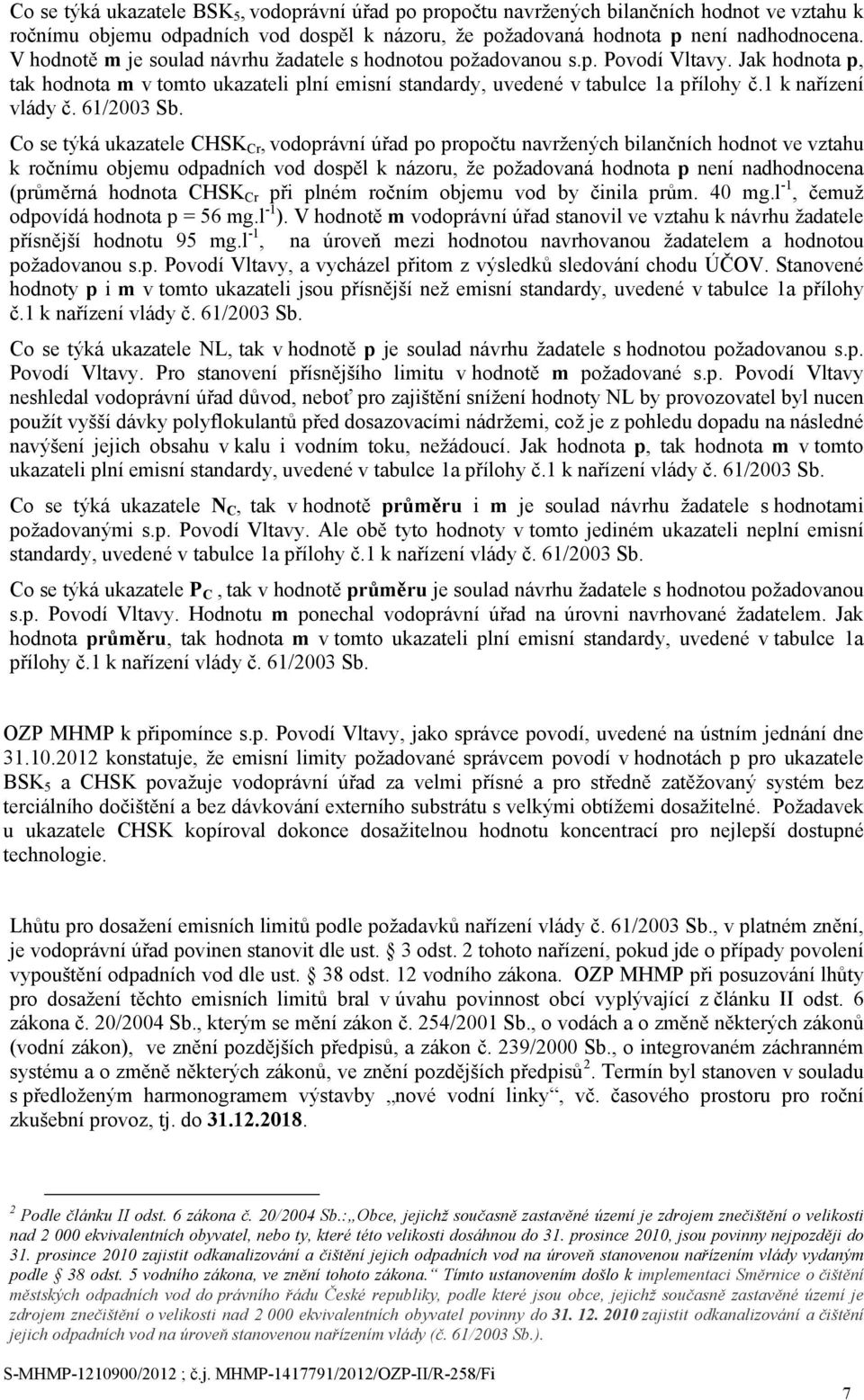 1 k nařízení vlády č. 61/2003 Sb.