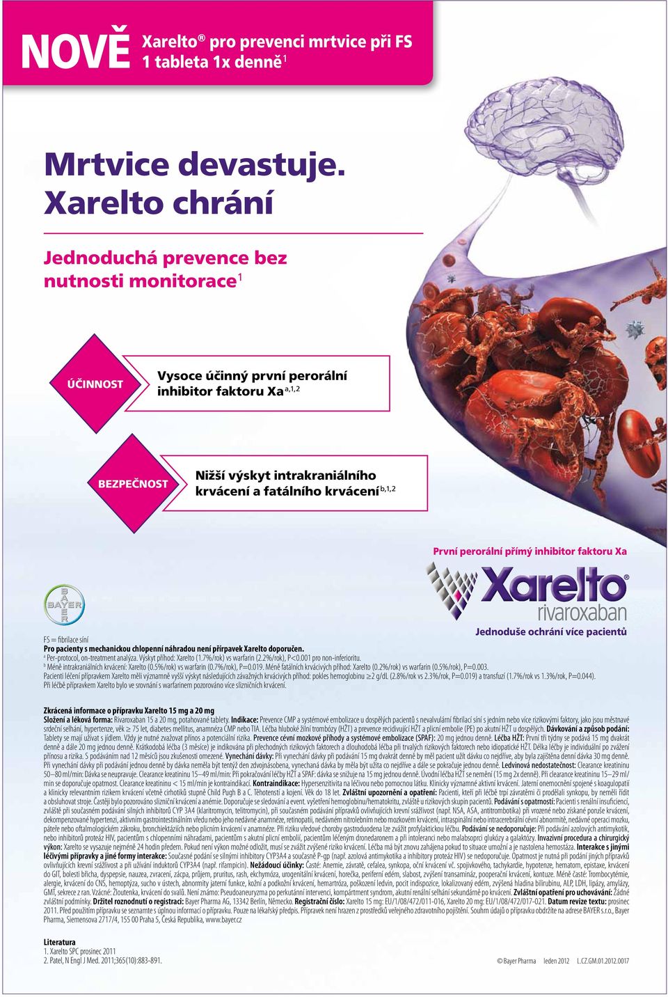 Xrelto chrání Jednoduchá prevence bez nutnosti Jednoduchá monitorce prevence 1 bez nutnosti monitorce 1 ÚČINNOST ÚČINNOST Vysoce účinný první perorální inhibitor fktoru X,1,2 Vysoce účinný první