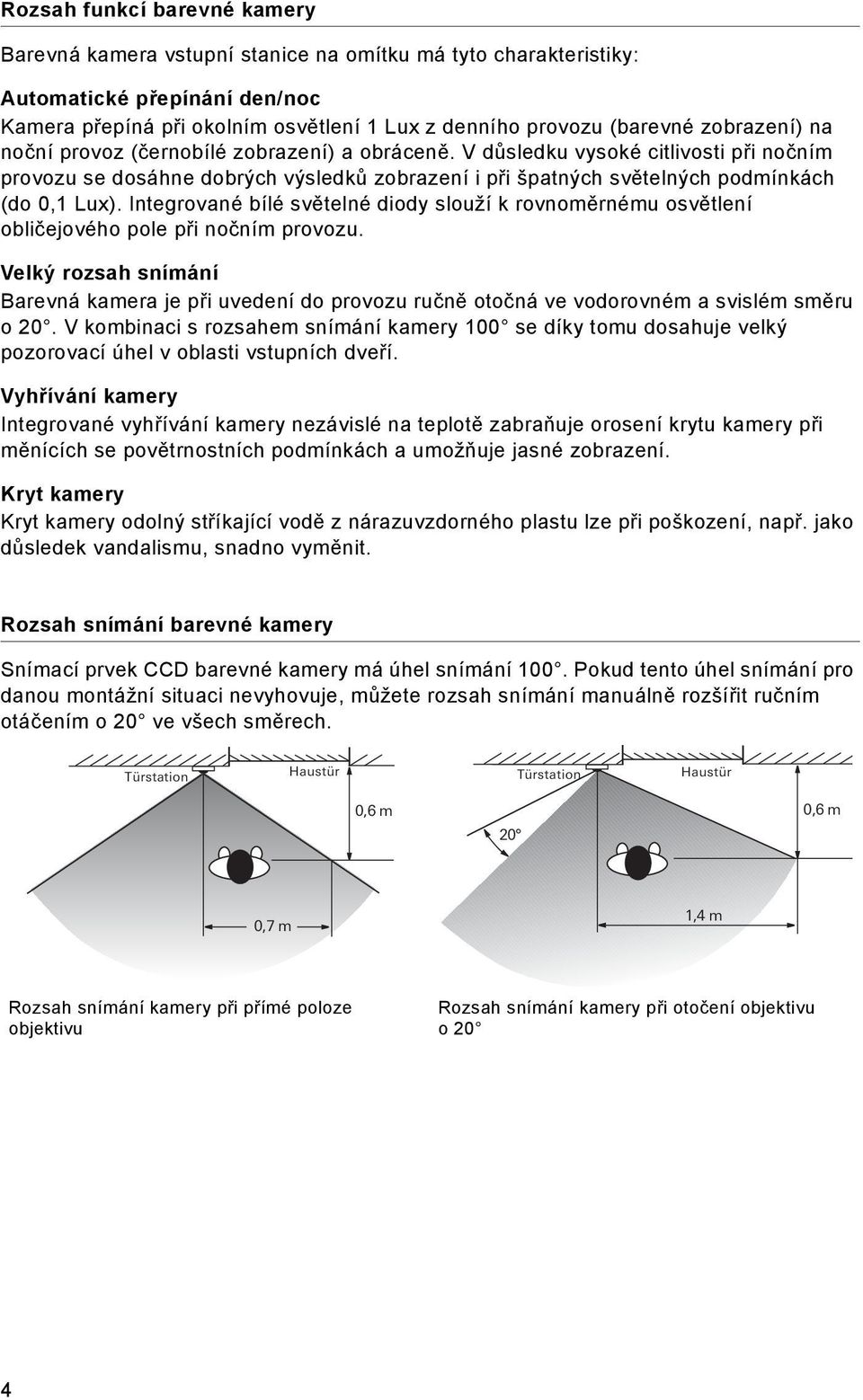 Integrované bílé světelné diody slouží k rovnoměrnému osvětlení obličejového pole při nočním provozu.