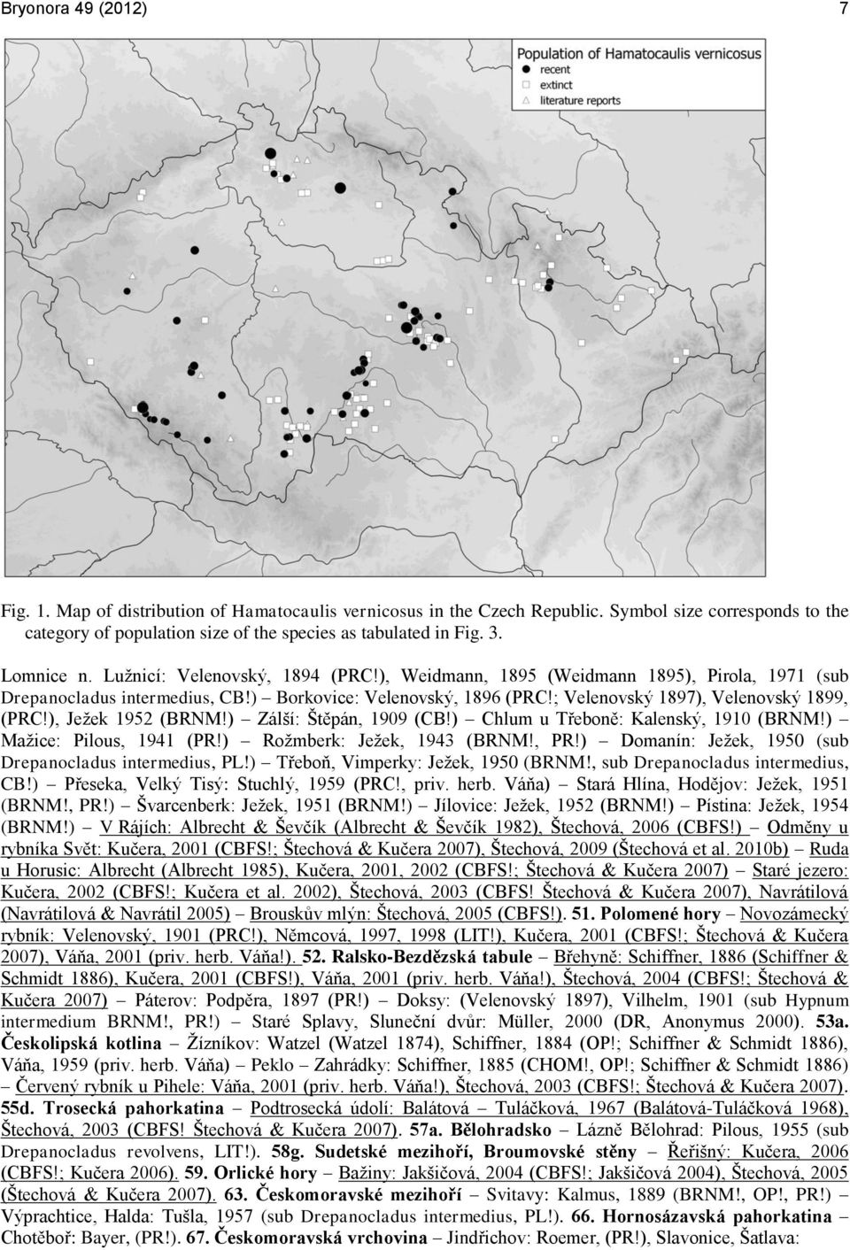 ; Velenovský 1897), Velenovský 1899, (PRC!), Ježek 1952 (BRNM!) Zálší: Štěpán, 1909 (CB!) Chlum u Třeboně: Kalenský, 1910 (BRNM!) Mažice: Pilous, 1941 (PR!) Rožmberk: Ježek, 1943 (BRNM!, PR!