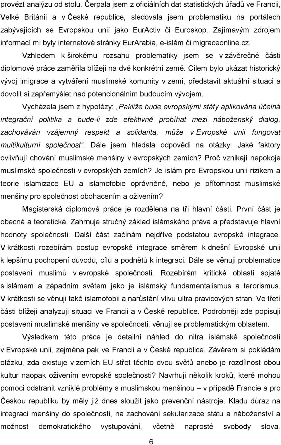 Zajímavým zdrojem informací mi byly internetové stránky EurArabia, e-islám či migraceonline.cz.
