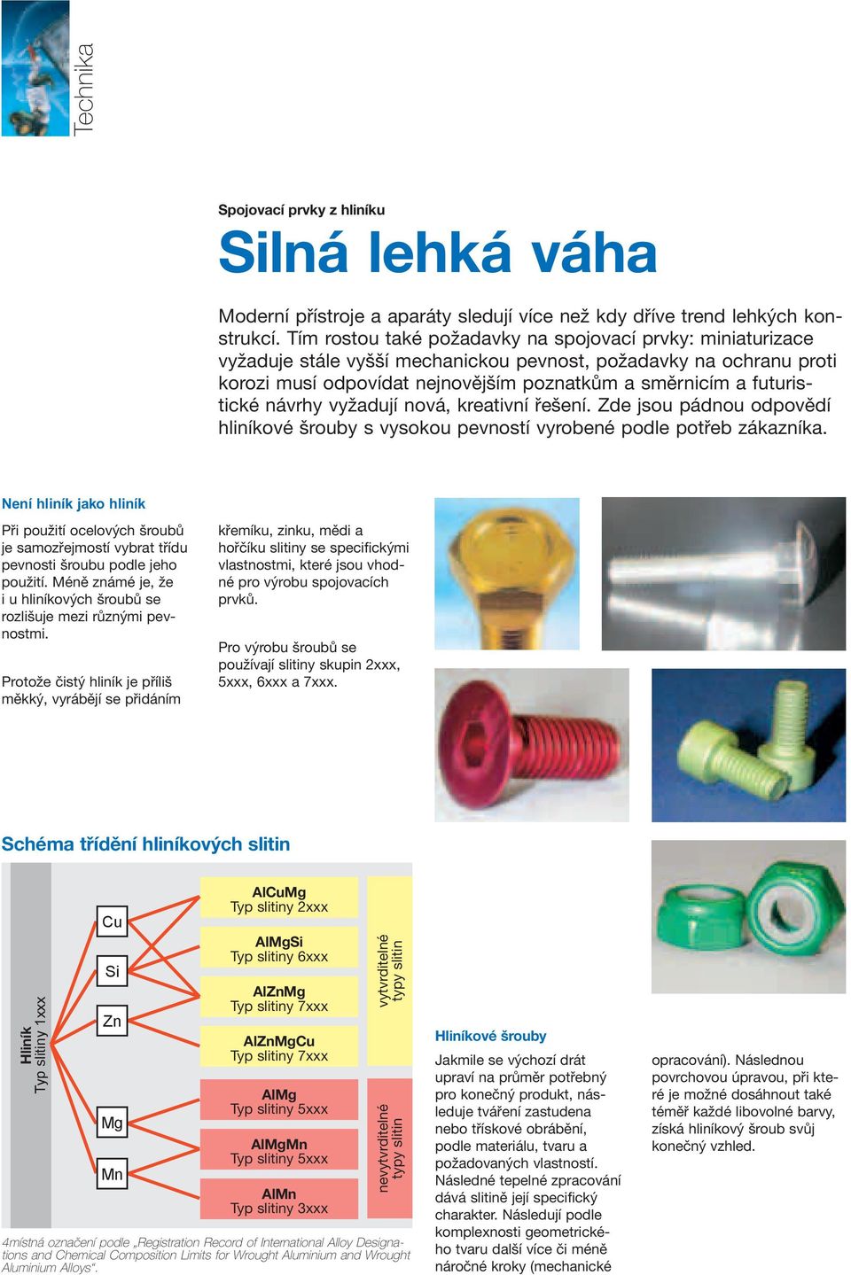 návrhy vyžadují nová, kreativní řešení. Zde jsou pádnou odpovědí hliníkové šrouby s vysokou pevností vyrobené podle potřeb zákazníka.
