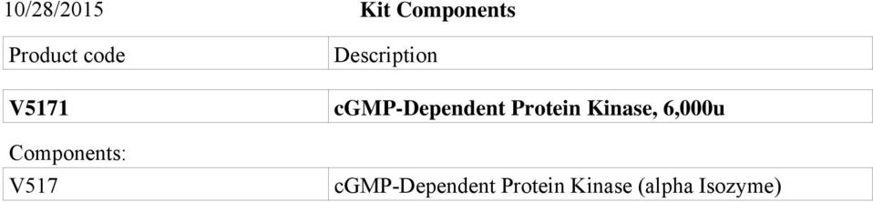 Protein Kinase, 6,000u Components: V517