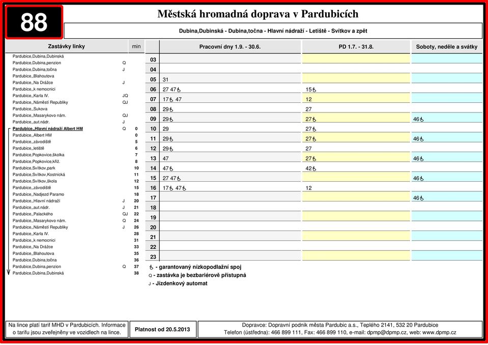 bezbariérově přístupná 1 1 7 7 7 7 7 7 4 1 46 46 46 46 46 - ízdenkový automat Platnost