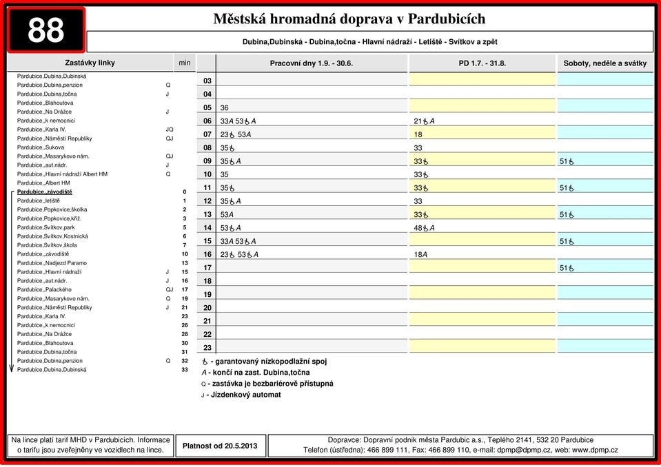 zastávka je bezbariérově přístupná - ízdenkový automat Platnost od.