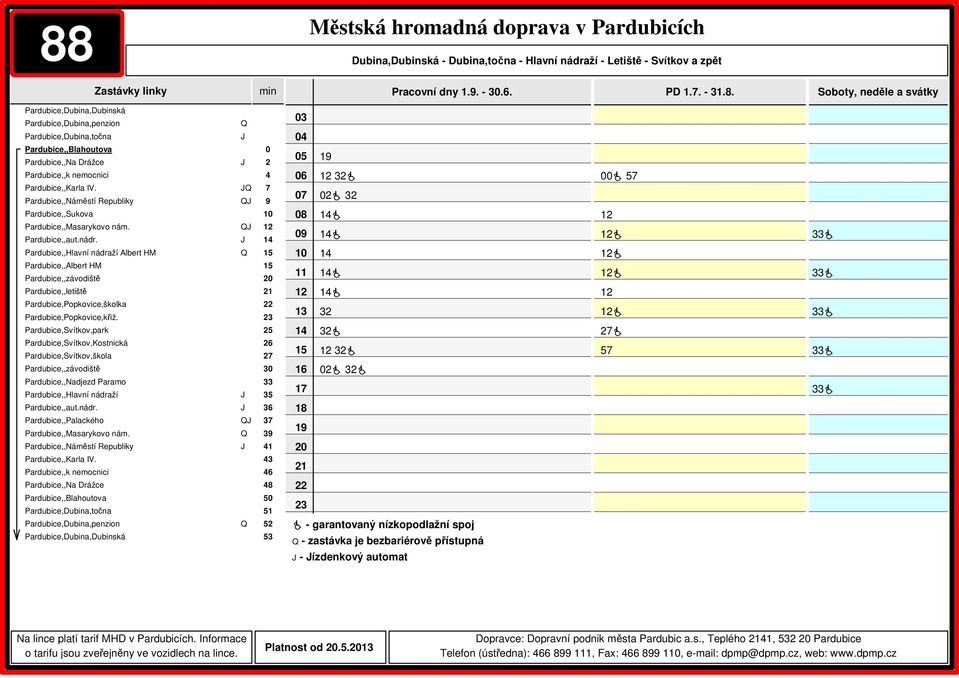 bezbariérově přístupná 7 1 1 1 1 1 1 7 7 - ízdenkový automat Platnost od.