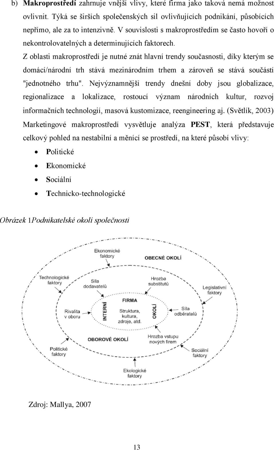 Z oblasti makroprostředí je nutné znát hlavní trendy současnosti, díky kterým se domácí/národní trh stává mezinárodním trhem a zároveň se stává součástí "jednotného trhu".