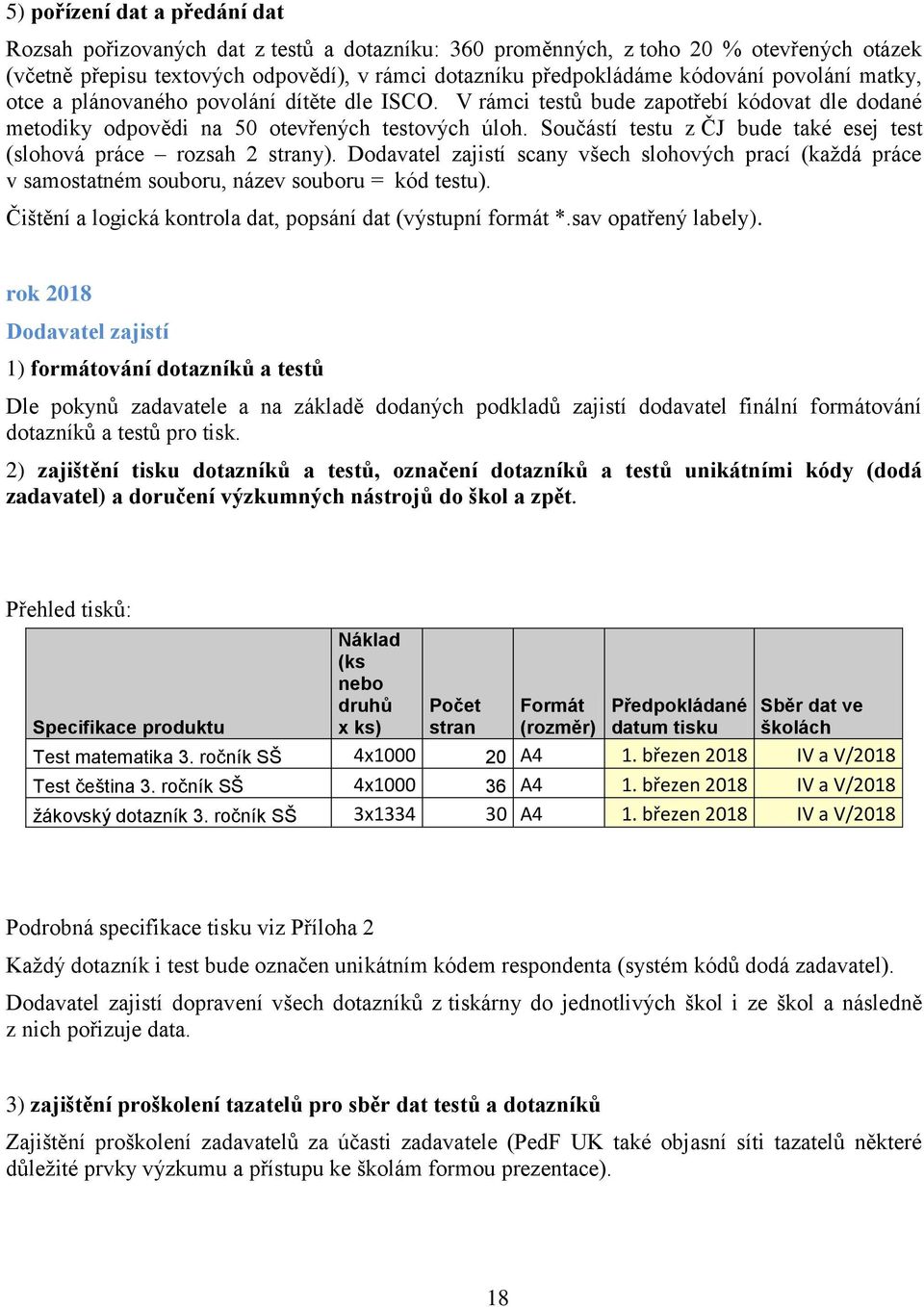 Součástí testu z ČJ bude také esej test (slohová práce rozsah 2 strany). Dodavatel zajistí scany všech slohových prací (kaţdá práce v samostatném souboru, název souboru = kód testu).