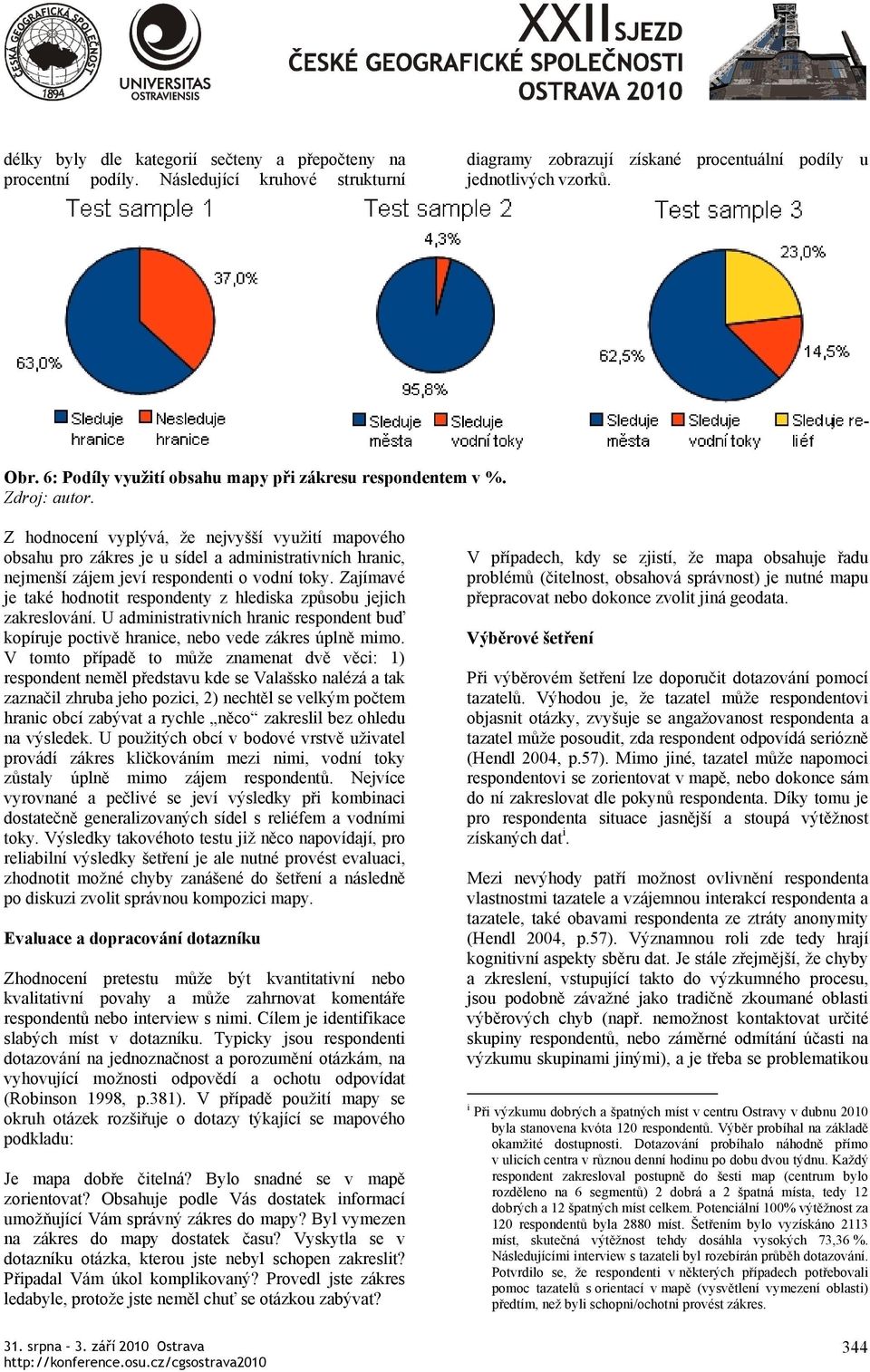 Z hodnocení vyplývá, že nejvyšší využití mapového obsahu pro zákres je u sídel a administrativních hranic, nejmenší zájem jeví respondenti o vodní toky.