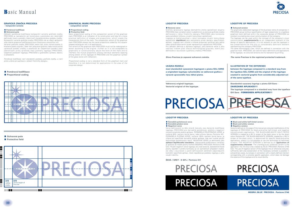 Varianta grafické znaãky PRECIOSA nesmí b t znovu konstruována ãi kreslena podle originálu.