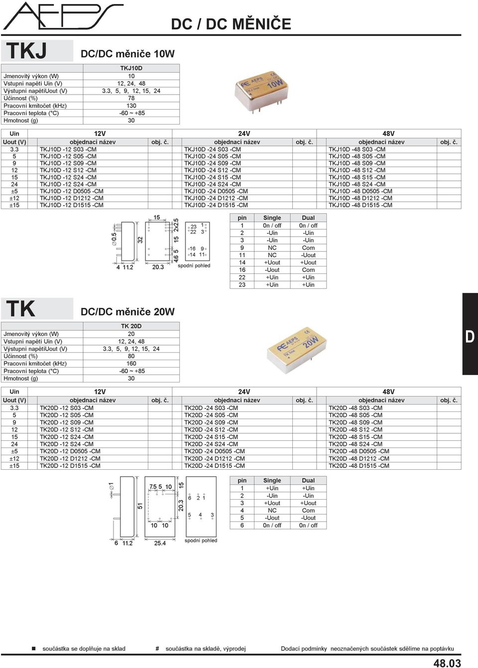 3 TKJ10-12 S03 -CM TKJ10-24 S03 -CM TKJ10-48 S03 -CM 5 TKJ10-12 S05 -CM TKJ10-24 S05 -CM TKJ10-48 S05 -CM 9 TKJ10-12 S09 -CM TKJ10-24 S09 -CM TKJ10-48 S09 -CM 12 TKJ10-12 S12 -CM TKJ10-24 S12 -CM