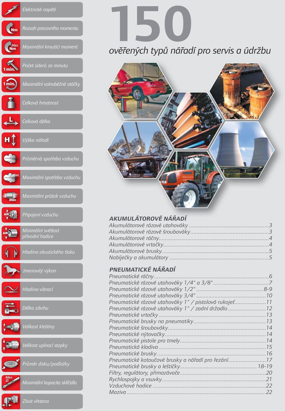 vibrací Délka zdvihu Velikost kleštiny Velikost upínací stopky Průměr disku/podložky Maximální kapacita sklíčidla Závit vřetena KUMULÁTOROVÉ NÁŘDÍ kumulátorové rázové utahováky.
