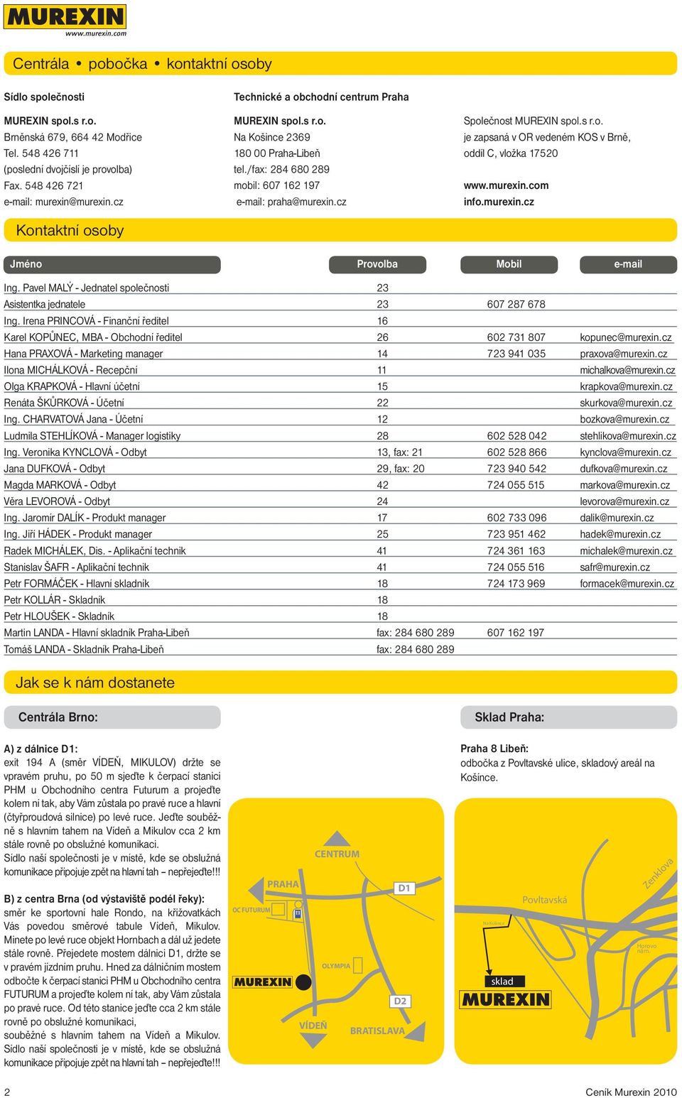 s r.o. je zapsaná v OR vedeném KOS v Brně, oddíl C, vložka 17520 www.murexin.com info.murexin.cz Jméno Provolba Mobil e-mail Ing.