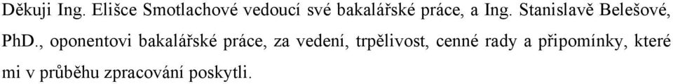 Ing. Stanislavě Belešové, PhD.