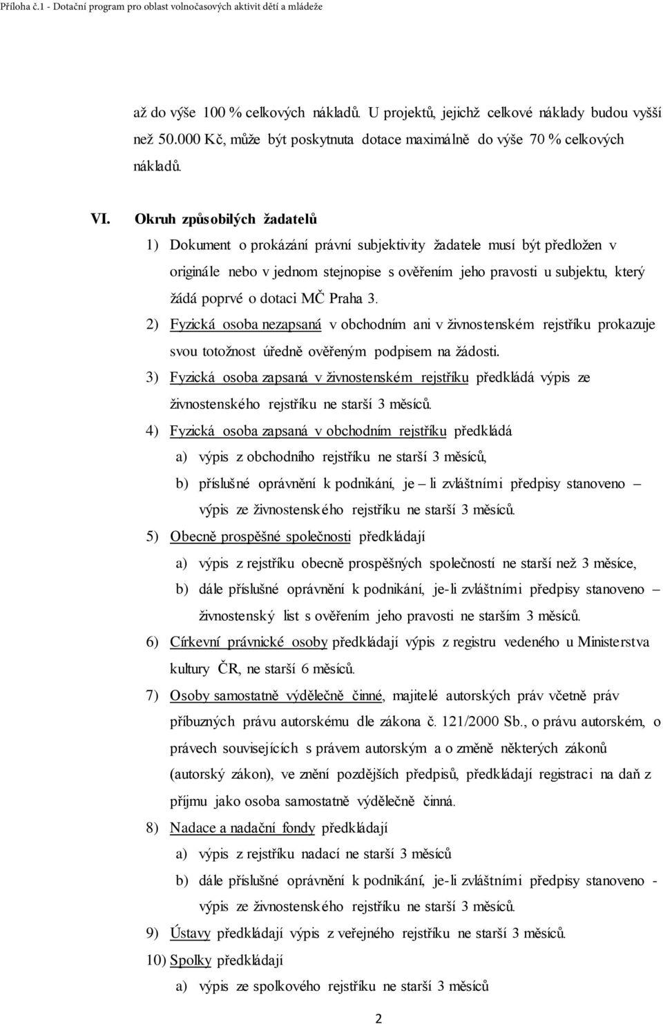 MČ Praha 3. 2) Fyzická osoba nezapsaná v obchodním ani v živnostenském rejstříku prokazuje svou totožnost úředně ověřeným podpisem na žádosti.