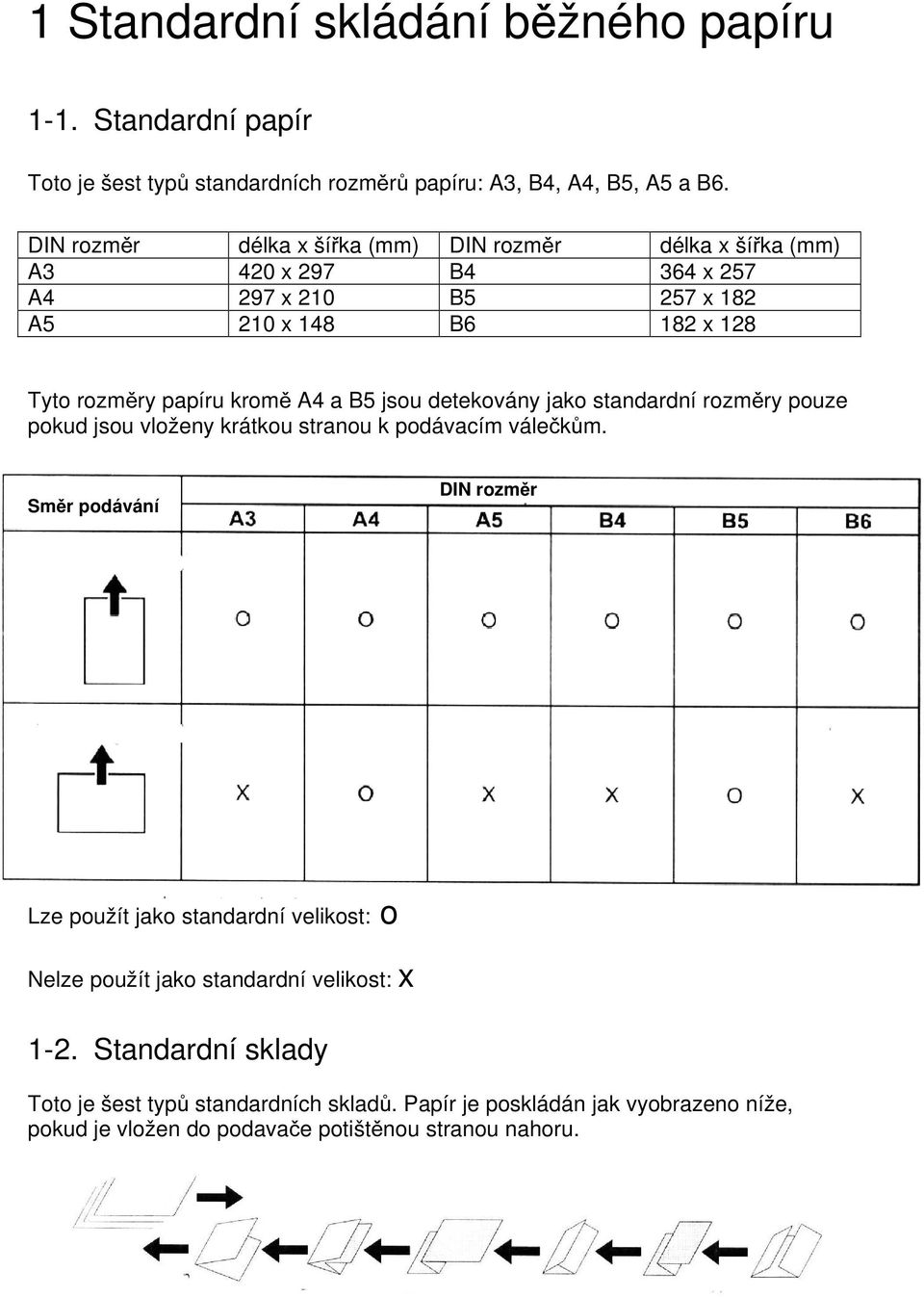 a B5 jsou detekovány jako standardní rozměry pouze pokud jsou vloženy krátkou stranou k podávacím válečkům.