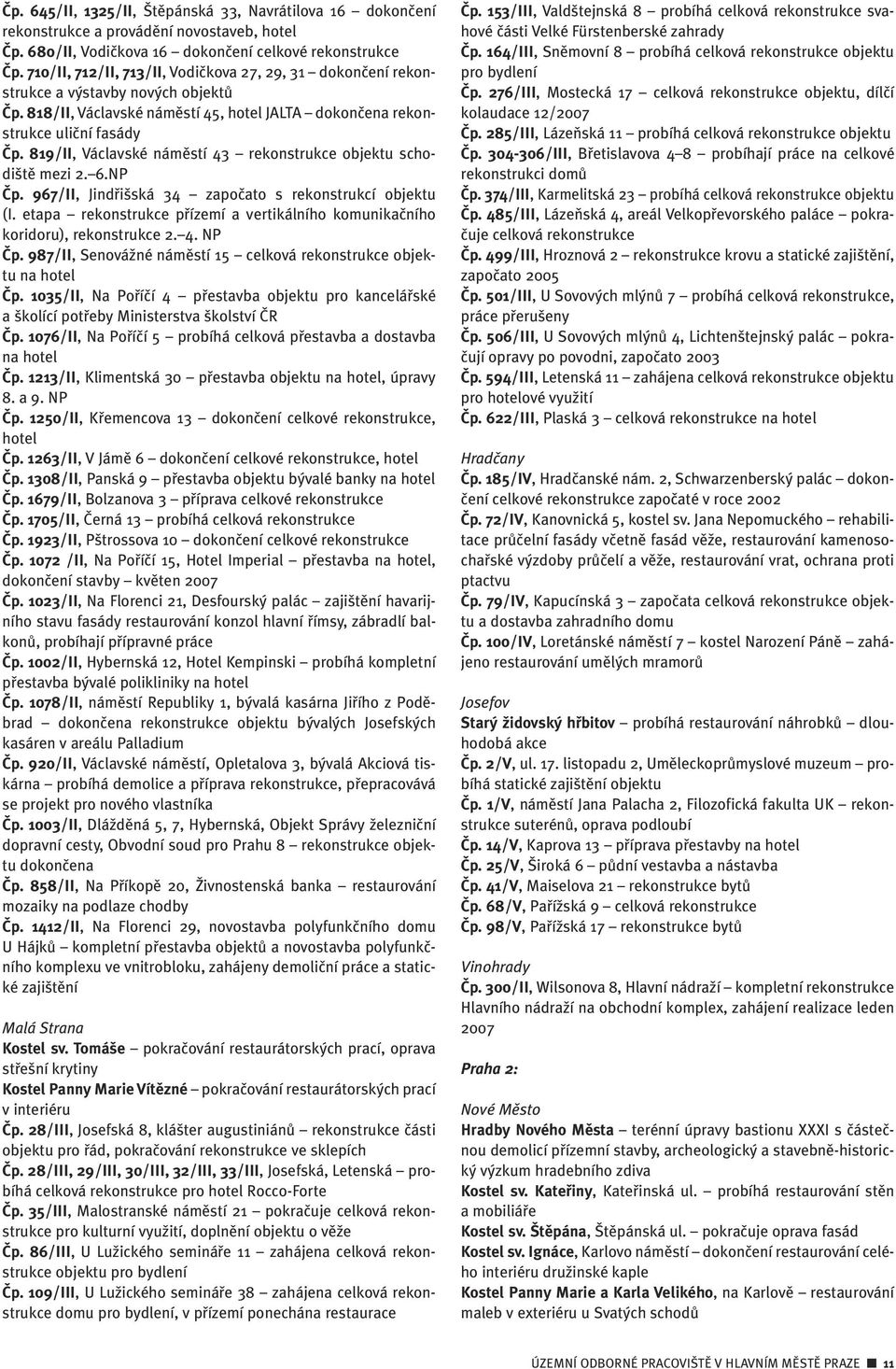 819/II, Václavské námûstí 43 rekonstrukce objektu schodi tû mezi 2. 6.NP âp. 967/II, Jindfii ská 34 zapoãato s rekonstrukcí objektu (I.