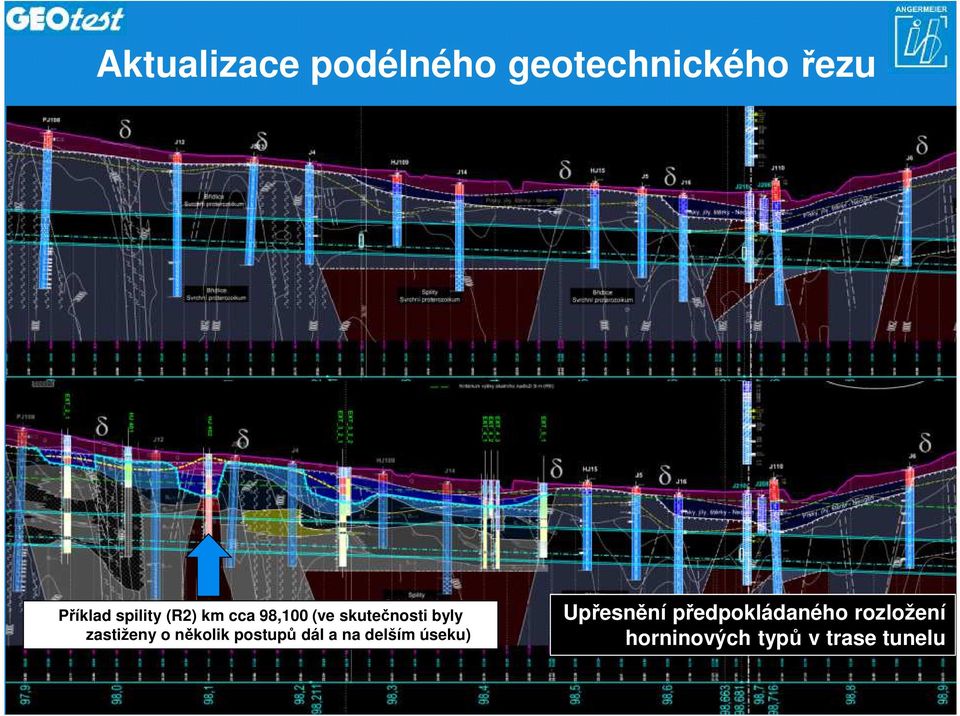 Upřesnění předpokládaného rozložení horninových typů v trase tunelu Systém a