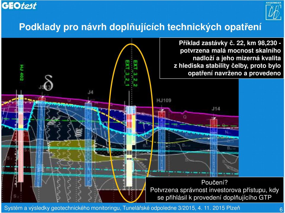 čelby, proto bylo opatření navrženo a provedeno Poučení?