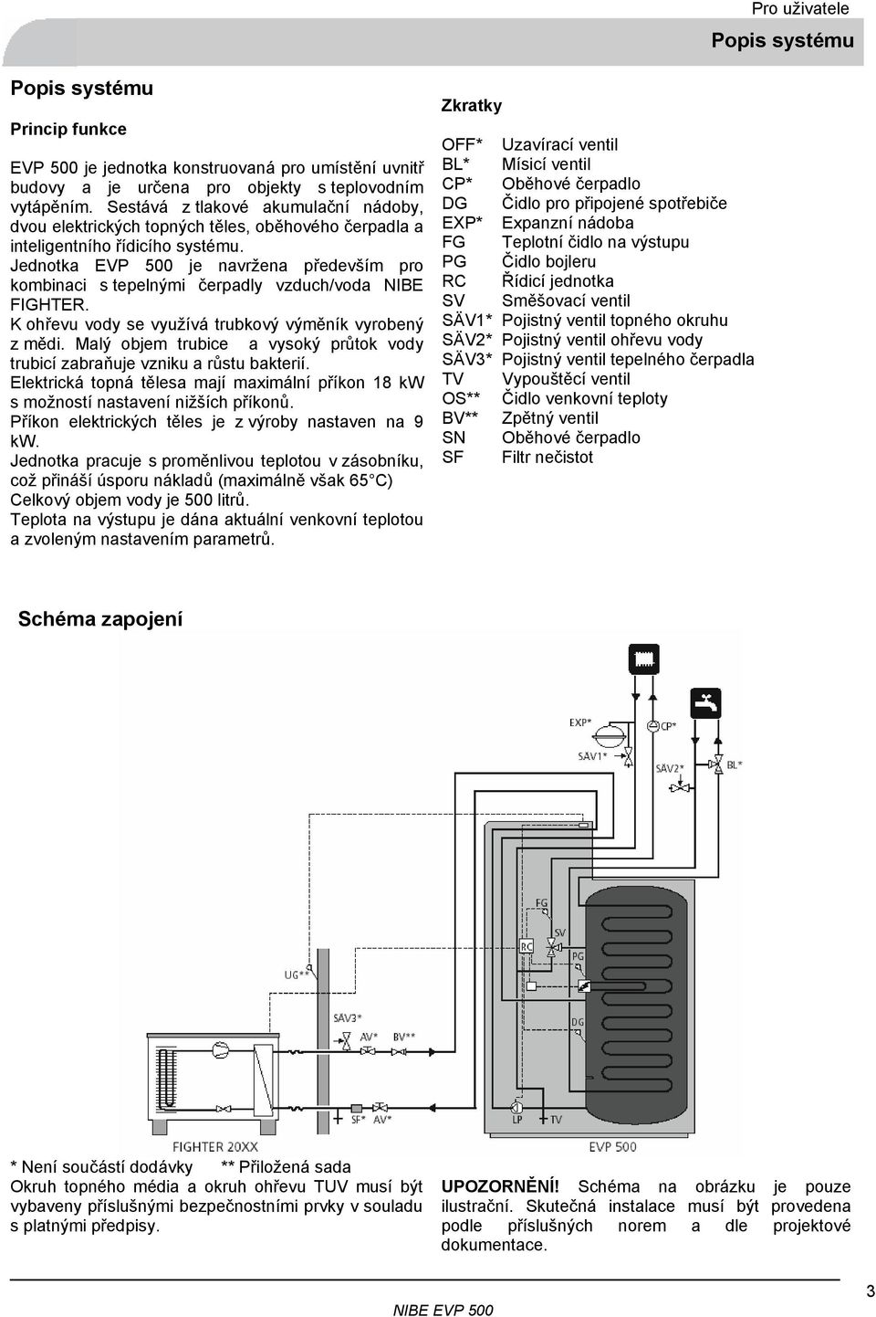 Jednotka EVP 500 je navržena především pro kombinaci s tepelnými čerpadly vzduch/voda NIBE FIGHTER. K ohřevu vody se využívá trubkový výměník vyrobený z mědi.
