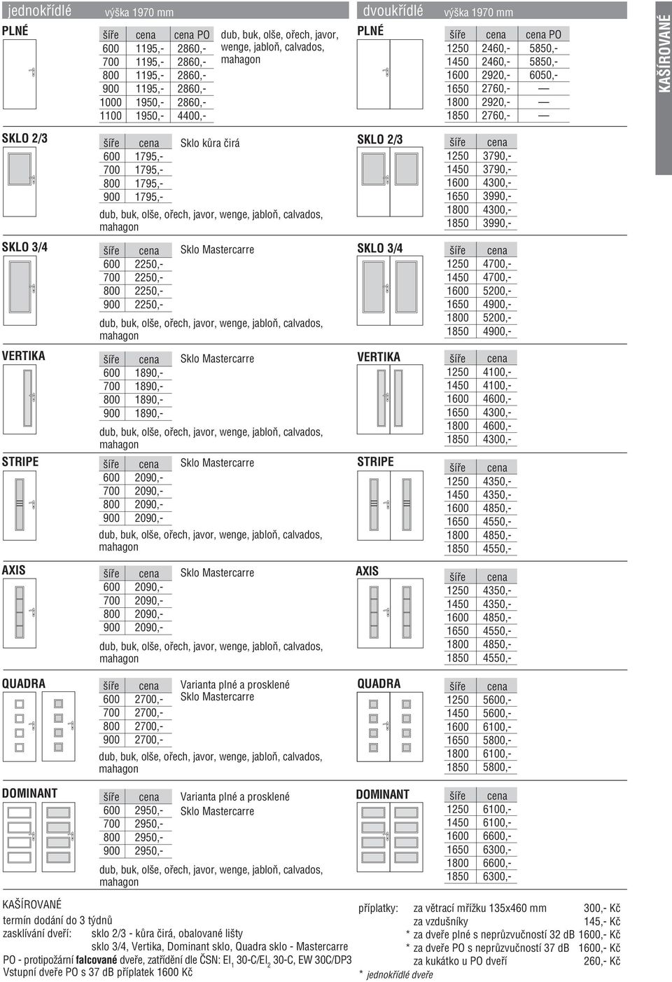 2,- 1 1,-,- 6,-,- 6,-,- 29,- 29,- 29,- 29,- 1 1 6,- 6,- 6,- 63,- 6,- 63,- KAŠÍROVANÉ termín dodání do 3 t dnû zasklívání dvefií: sklo 2/3 - kûra ãirá, obalované li ty sklo 3/4, Vertika, Dominant