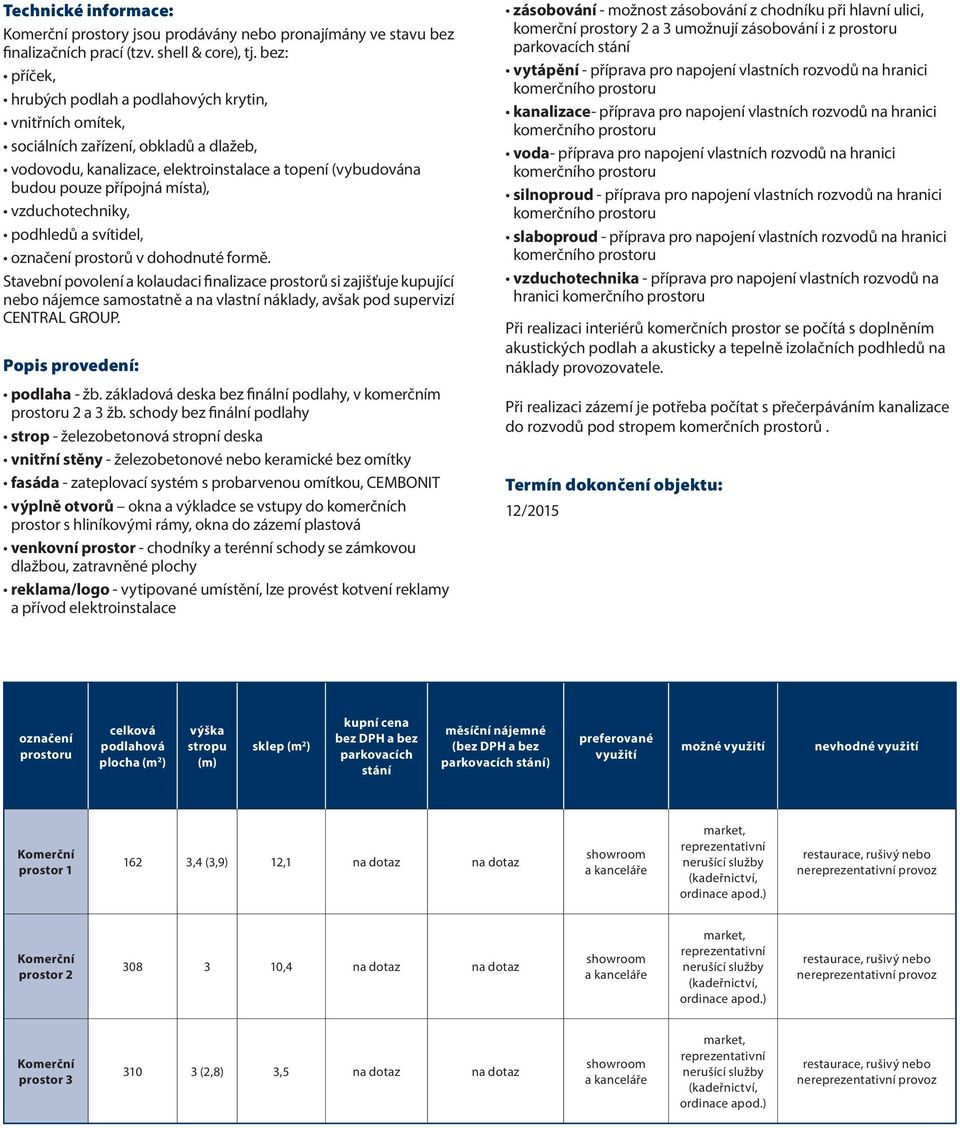 vzduchotechniky, podhledů a svítidel, označení prostorů v dohodnuté formě.