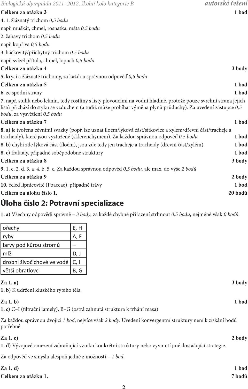 krycí a žláznaté trichomy, za každou správnou odpověď 0,5 bodu Celkem za otázku 5 6. ze spodní strany 7. např.