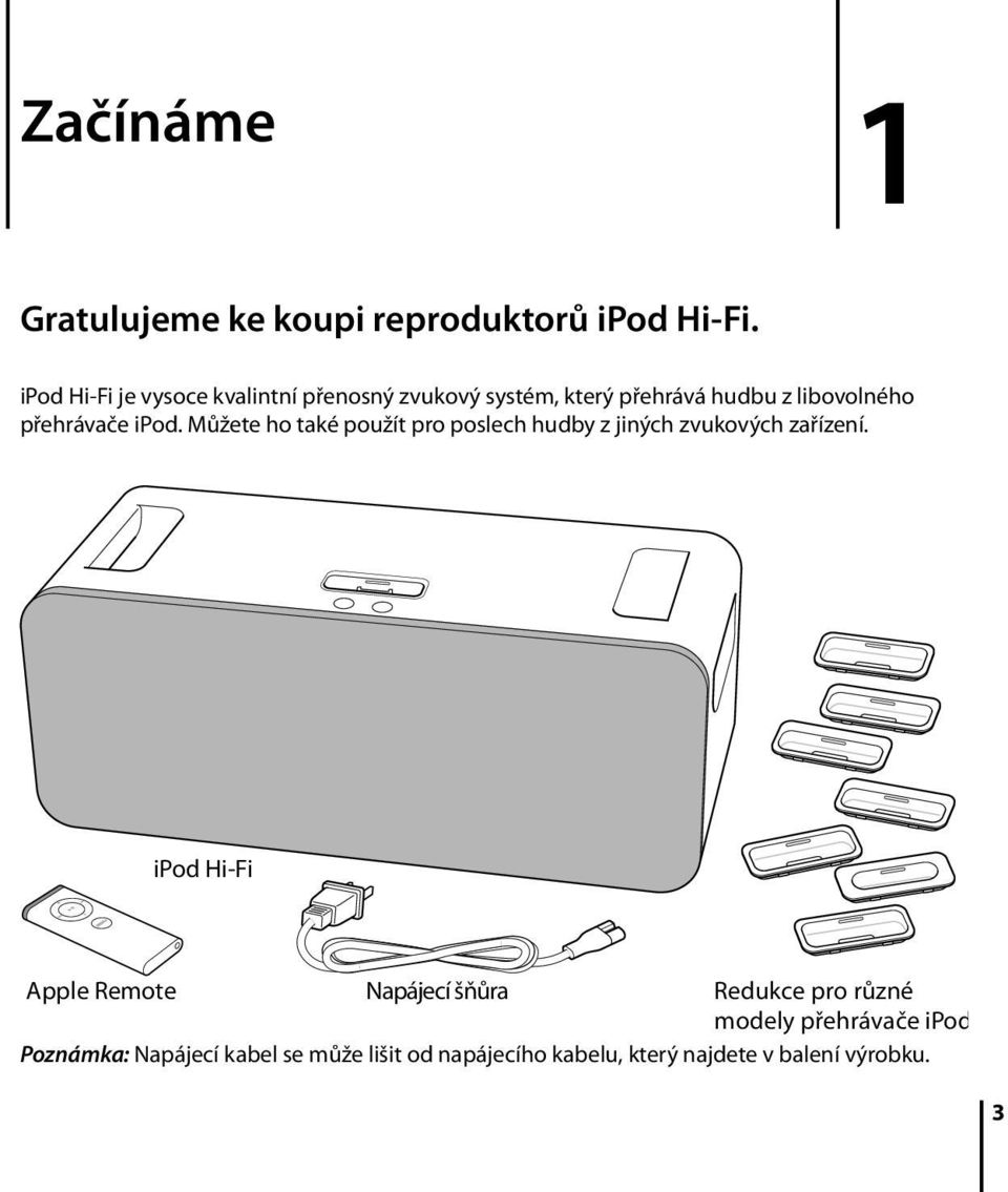 ipod. Můžete ho také použít pro poslech hudby z jiných zvukových zařízení.