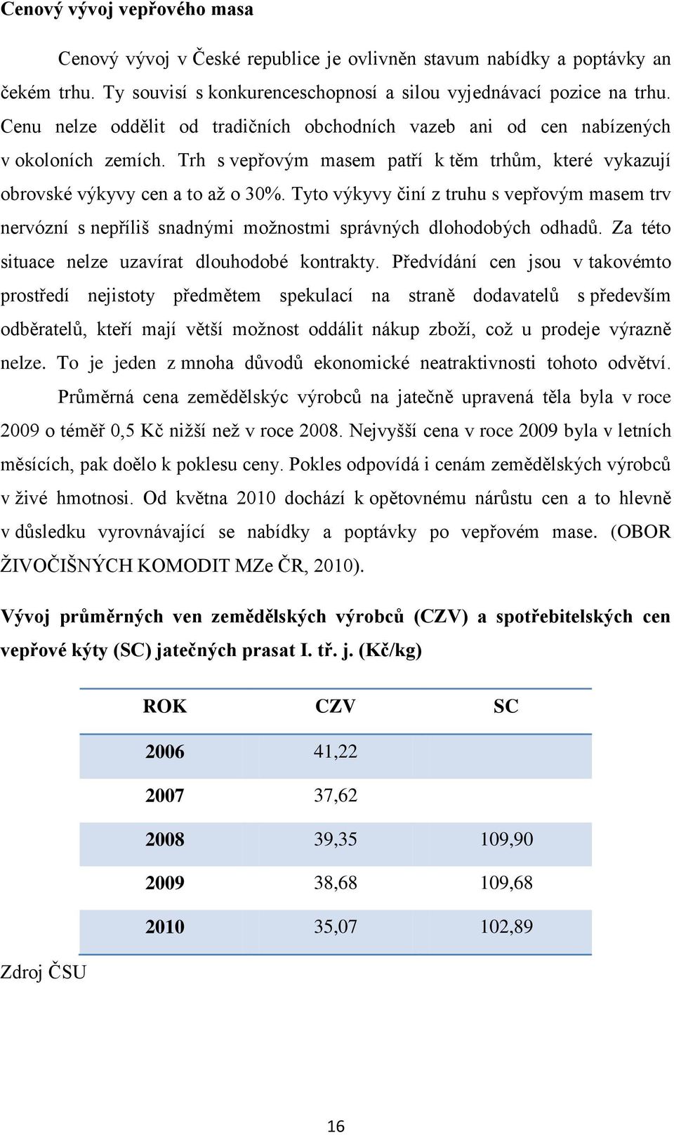 Tyto výkyvy činí z truhu s vepřovým masem trv nervózní s nepříliš snadnými moţnostmi správných dlohodobých odhadů. Za této situace nelze uzavírat dlouhodobé kontrakty.