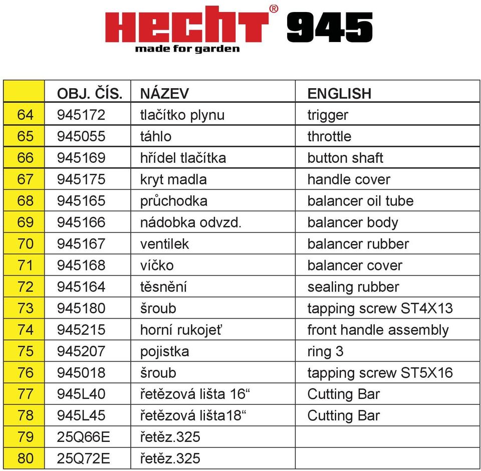 balancer body 70 167 ventilek balancer rubber 71 168 víčko balancer cover 72 164 těsnění sealing rubber 73 180 šroub tapping screw