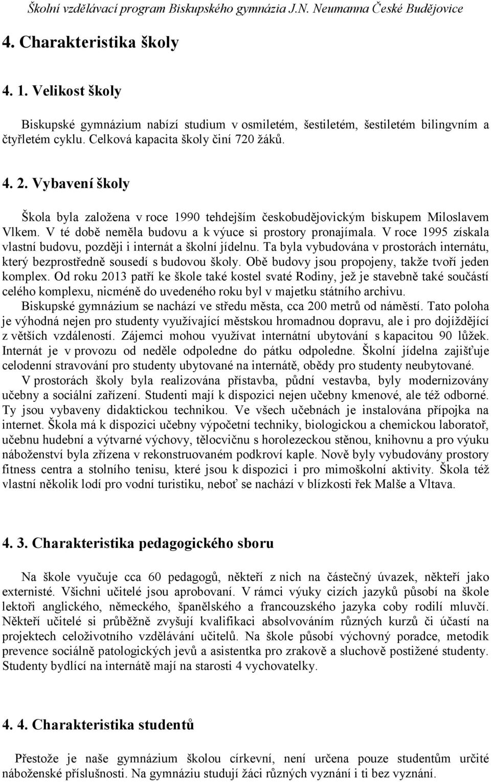 V roce 1995 získala vlastní budovu, později i internát a školní jídelnu. Ta byla vybudována v prostorách internátu, který bezprostředně sousedí s budovou školy.