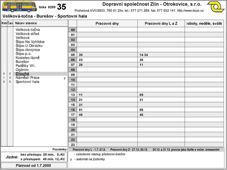 ,-kč s přestupem min.,-kč Podvesná XVII/, Zlín, tel.:, fax:, http://www.dszo.