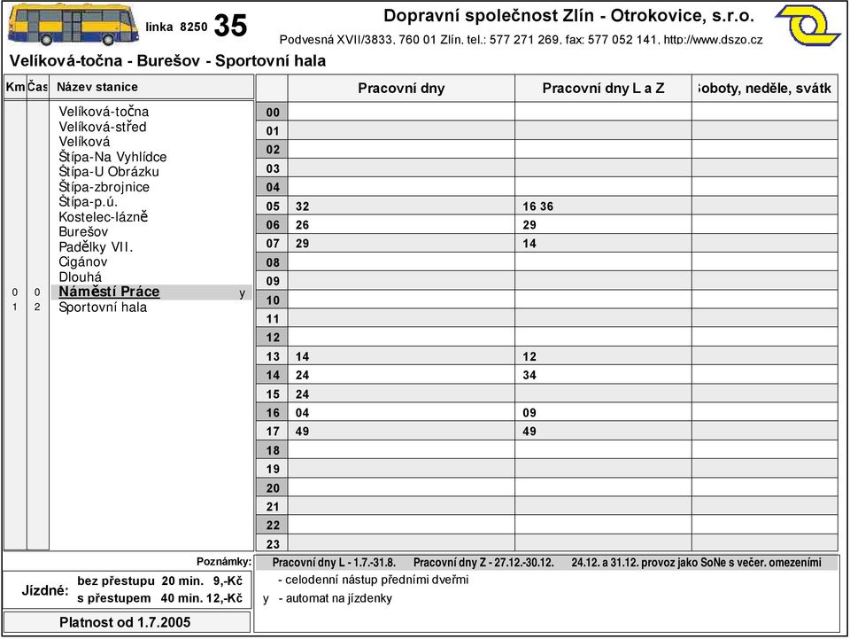 ,-kč s přestupem min.,-kč Podvesná XVII/, Zlín, tel.:, fax:, http://www.dszo.