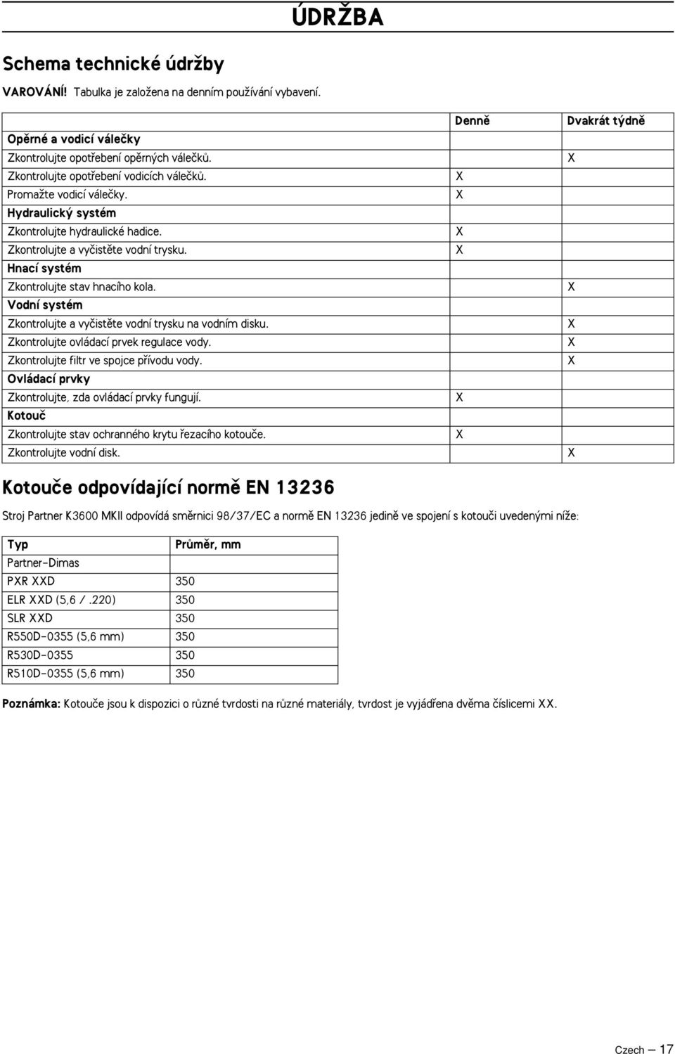 Vodní systém Zkontrolujte a vyãistûte vodní trysku na vodním disku. Zkontrolujte ovládací prvek regulace vody. Zkontrolujte filtr ve spojce pfiívodu vody.