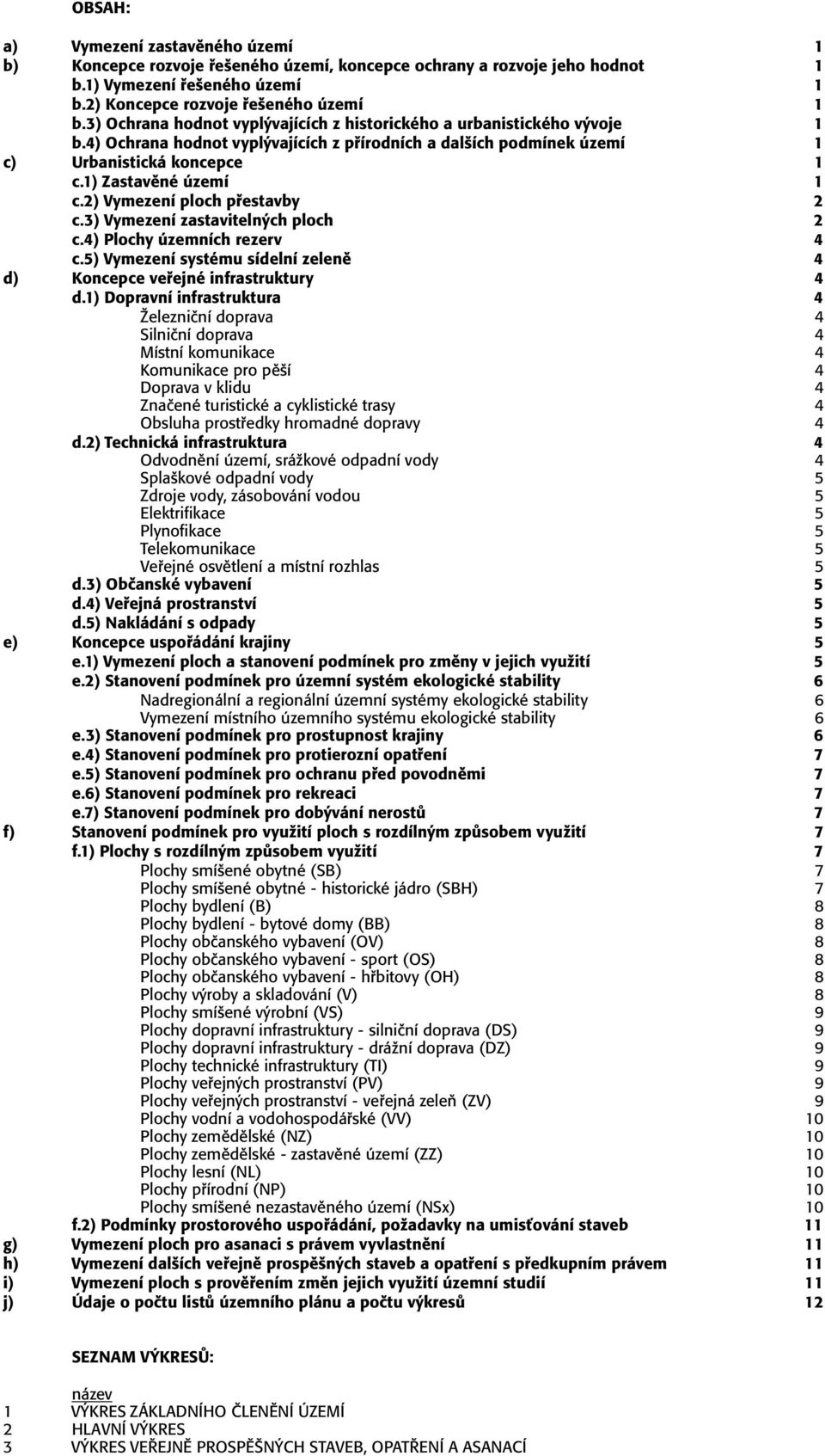 2) Vymezení ploch přestavby 2 c.3) Vymezení zastavitelných ploch 2 c.4) Plochy územních rezerv 4 c.5) Vymezení systému sídelní zeleně 4 d) Koncepce veřejné infrastruktury 4 d.