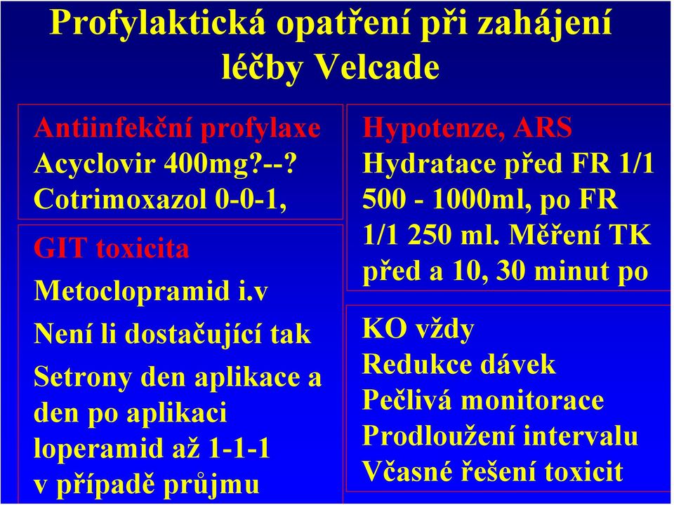 v Není li dostačující tak Setrony den aplikace a den po aplikaci loperamid až 1-1-1 vpřípadě průjmu