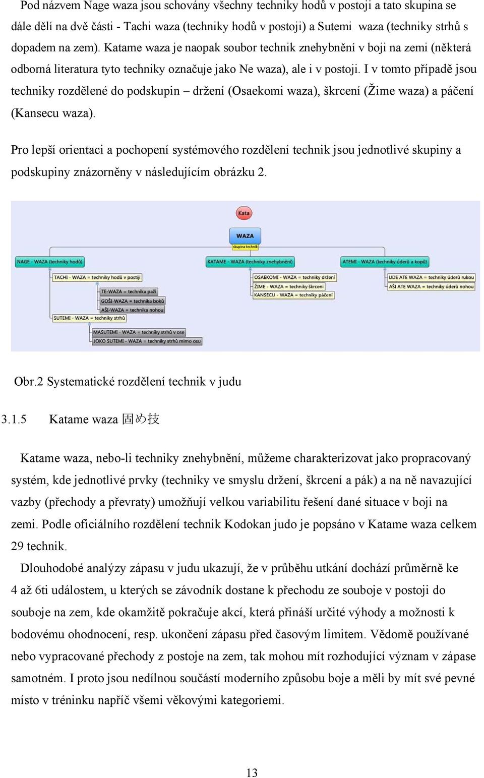 I v tomto případě jsou techniky rozdělené do podskupin držení (Osaekomi waza), škrcení (Žime waza) a páčení (Kansecu waza).