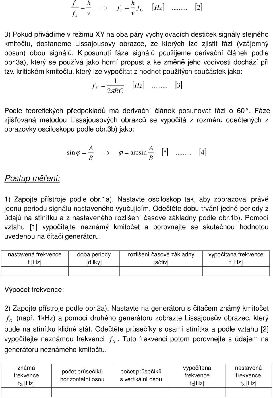 K posunutí áze signálů použijeme derivační článek podle obr.3a), který se používá jako horní propust a ke změně jeho vodivosti dochází při tzv.