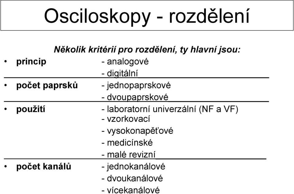 dvoupaprskové použití - laboratorní univerzální (NF a VF) - vzorkovací -