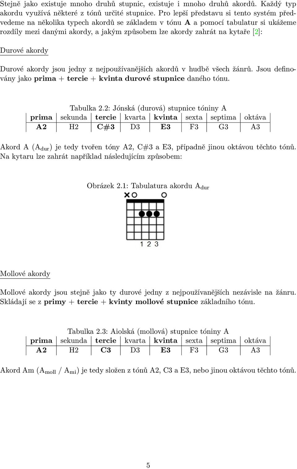 [2]: Durové akordy Durové akordy jsou jedny z nejpoužívanějších akordů v hudbě všech žánrů. Jsou definovány jako prima + tercie + kvinta durové stupnice daného tónu. Tabulka 2.